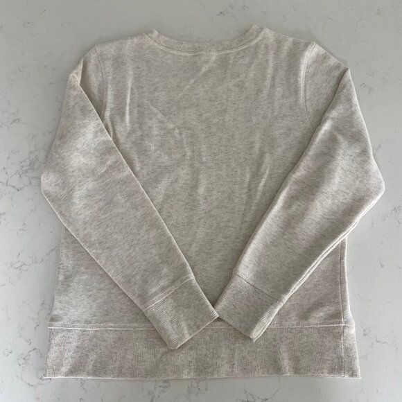 Amazon Essentials Neutral LS Crew Neck Sweatshirt Top w Graphics Heather Cream S - Picture 9 of 10